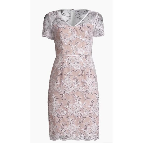 NWT Shani V neck Embroidery Short Sleeve Lace Sequin Cocktail Dress Size 8 - Picture 15 of 15